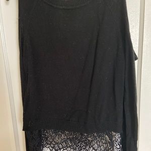 Open Shoulder Sweater with Lace Detail